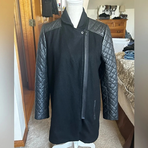 Trouve Quilted Leather Asymmetrical Zip Jacket - Picture 6 of 14